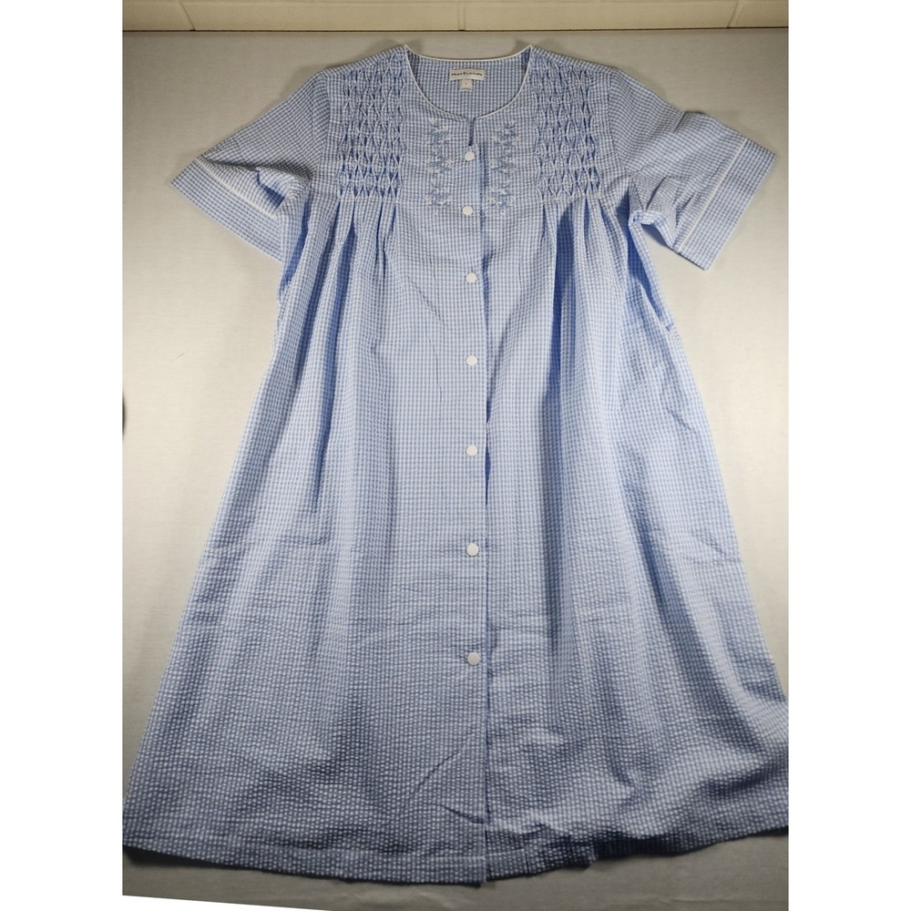 Miss Elaine Nightgown Midi Accessible Snap Front 2 Pack Size Large Grandma Core - Picture 9 of 13